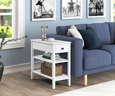White Single Drawer Accent Table