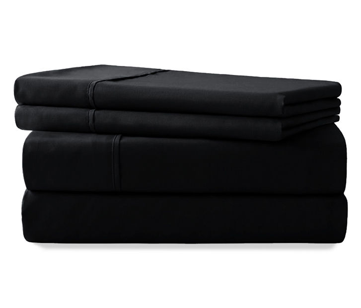 Real Living Black 4-Piece Microfiber Queen Sheet Set