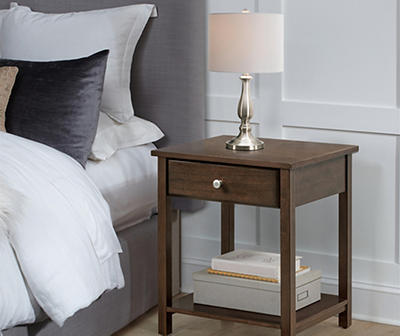 Walnut Nightstand with USB Ports & Power Outlets