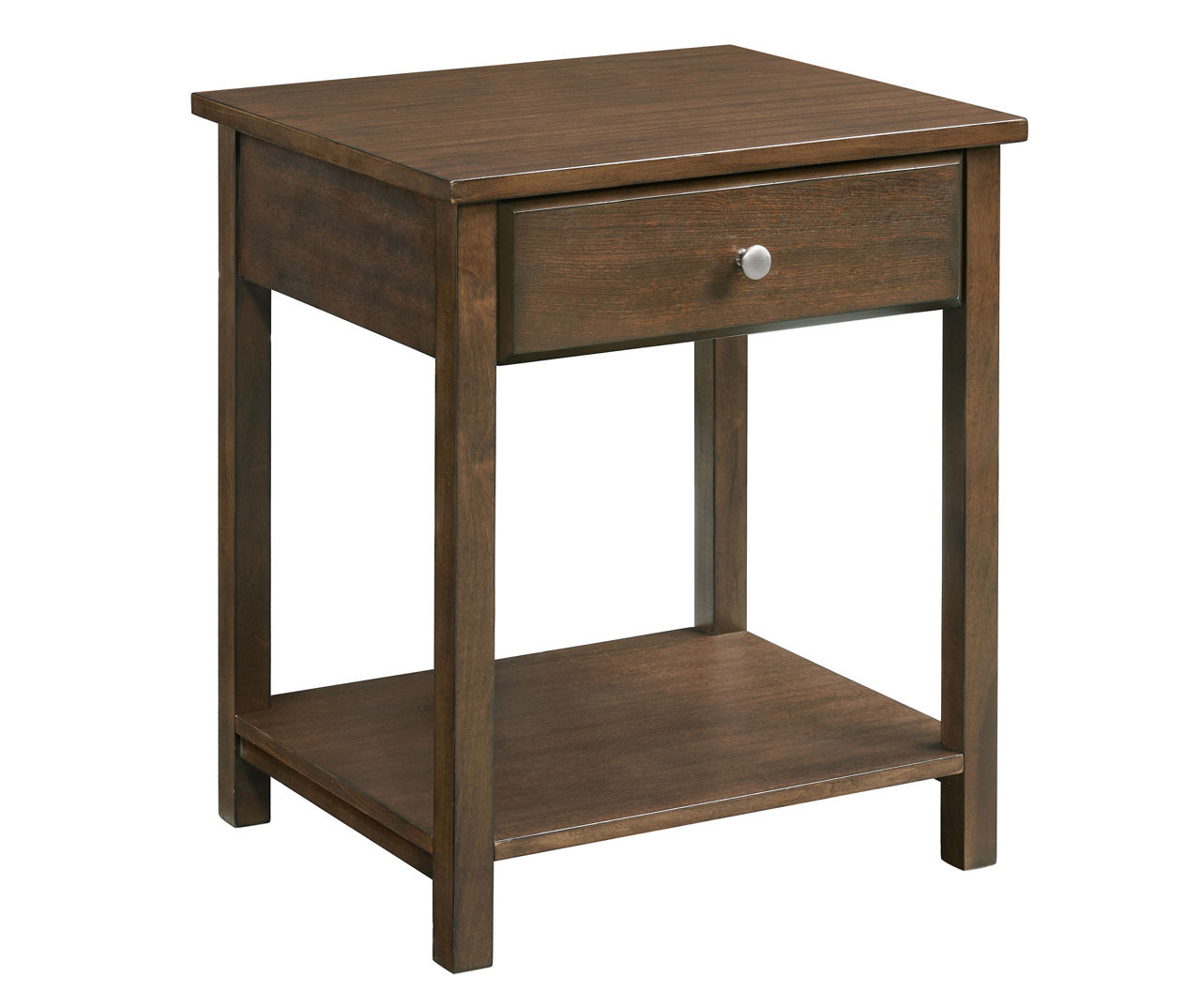 Real Living Walnut 2-Drawer End Table with Shelf