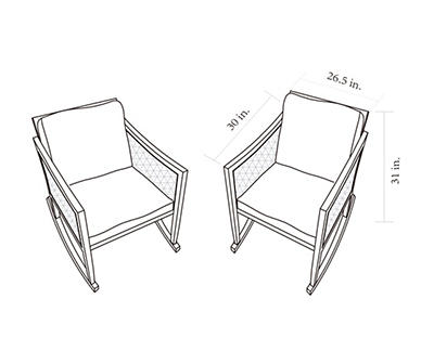 Madison Cushioned Patio Rockers, 2-Pack