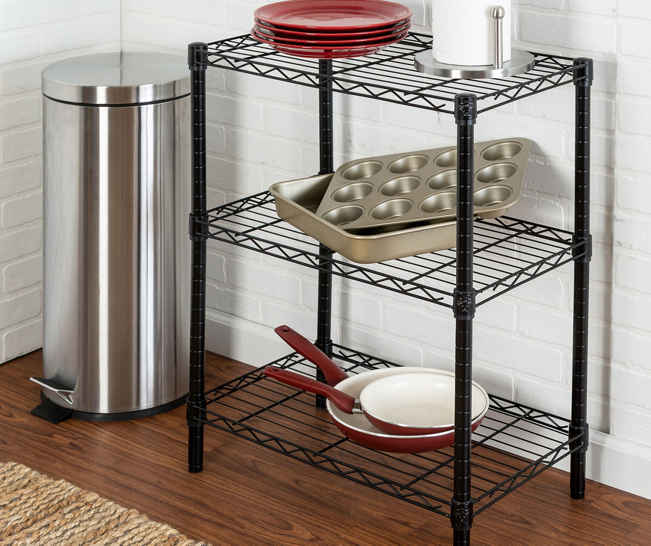 Black 3-Tier Adjustable Shelving Unit