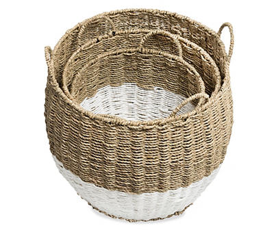 Tan & White Seagrass Nesting 3-Piece Basket Set - Big Lots