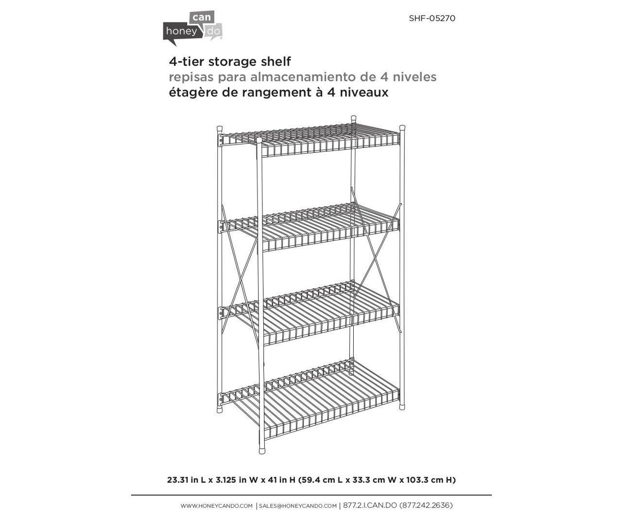 Honey-Can-Do 4 Tier Storage Shelf White