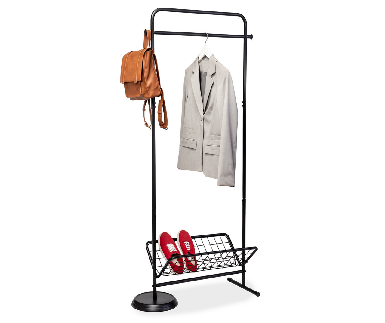 Black Swivel Coat Rack Valet with Basket Big Lots