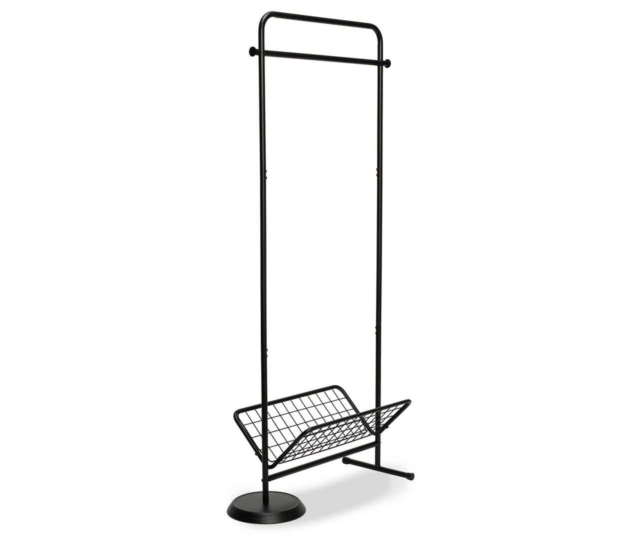 Black Swivel Coat Rack Valet with Basket Big Lots