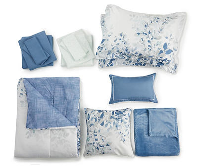 Blue Floral Full 14-Piece Comforter Set
