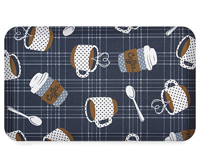 Real Living Charcoal & White Coffee Cups & Mugs Soft Step Kitchen Mat