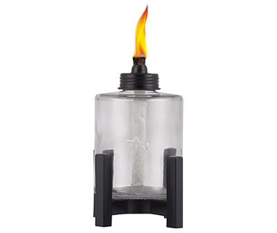 TIKI� Brand 6.5 Inch Table Torch Glass Resin Raised Black