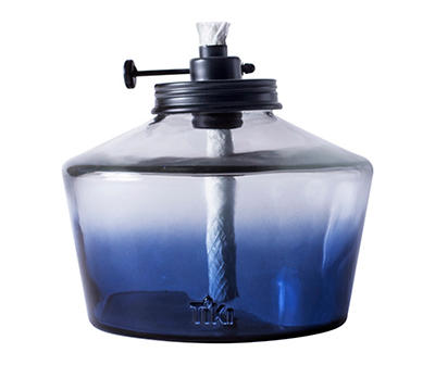 TIKI� Brand Adjustable Flame 6.25 Inch Table Torch Glass Ombre Blue