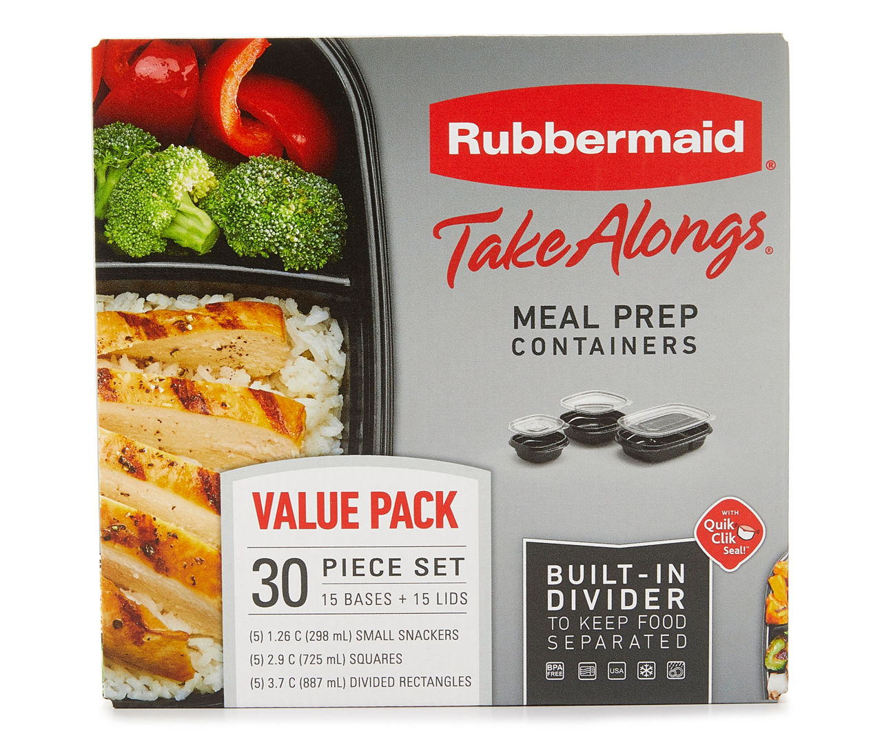 Rubbermaid Takealongs Meal Prep Divided 3.7C 10PK