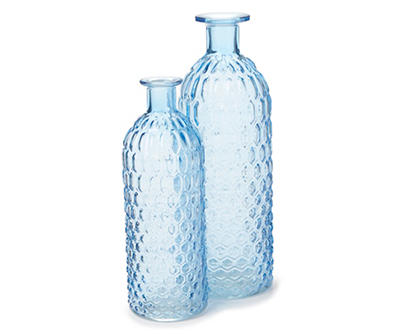 Blue Hobnail Glass Vase, (8")