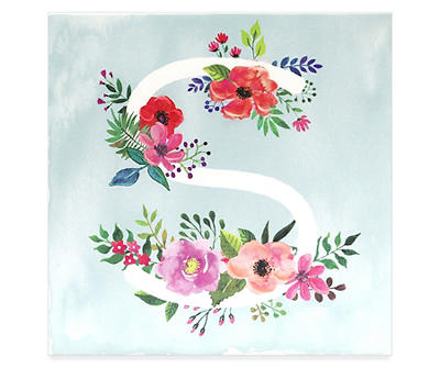 "S" Floral Monogram Wall Canvas