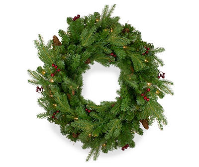 24" Mixed Winter Berry Light-Up Wreath