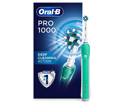ORAL-B POWER Oral-B Pro 1000 CrossAction Electric Toothbrush, Green,  Powered by Braun