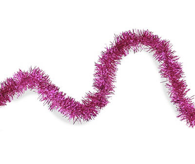 Shiny Pink Traditional Artificial Garland - 50 feet  Unlit