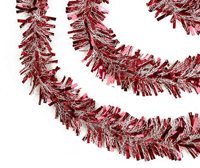 50' Red & White Wide Cut Tinsel Garland