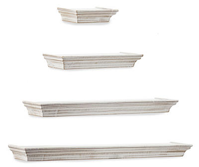 White Crown Molding 4-Piece Floating Shelves Set