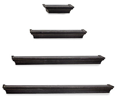Black Crown Molding 4-Piece Floating Shelves Set