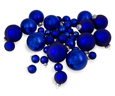 Blue Shiny & Matte 40-Piece Glass Ornament Set
