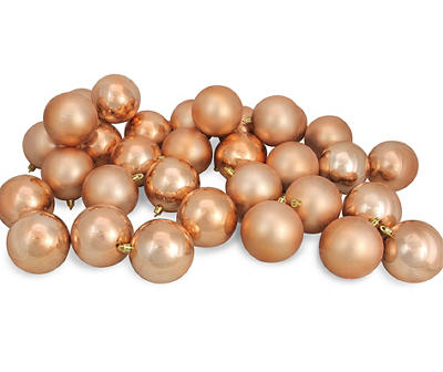 Almond Brown Shiny & Matte 32-Piece Shatterproof Plastic Ornament Set