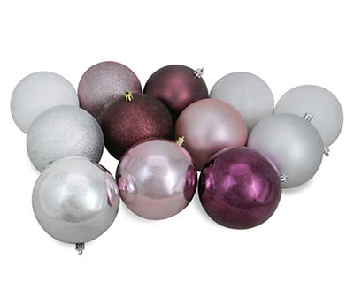 Pink & Silver 3-Finish 32-Piece Shatterproof Plastic Ornament Set