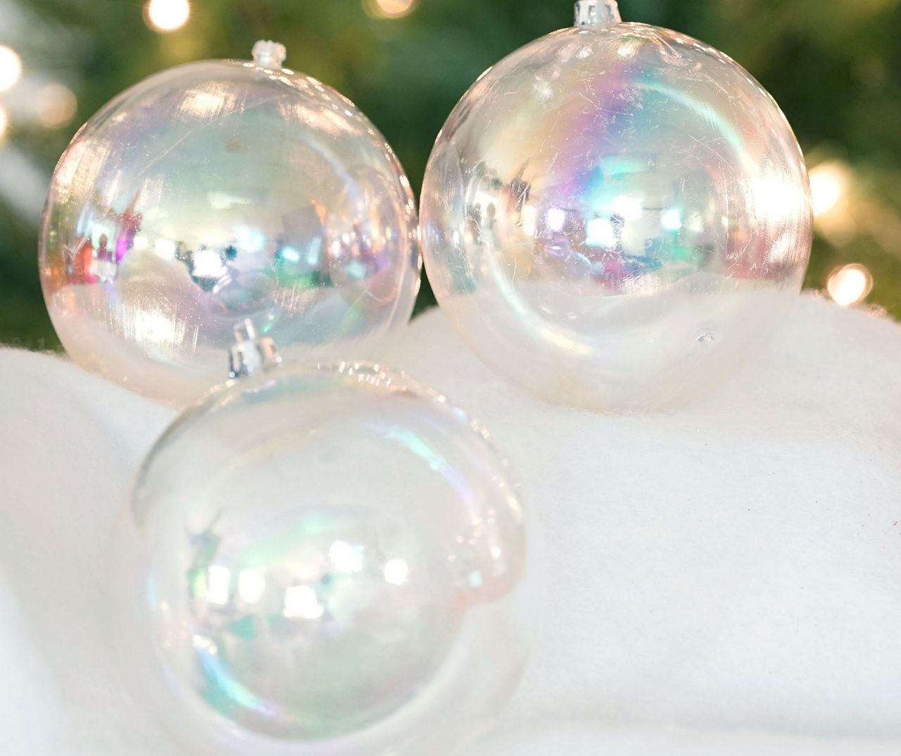 Funtery Christmas Iridescent Plastic Ornaments Balls Set Clear