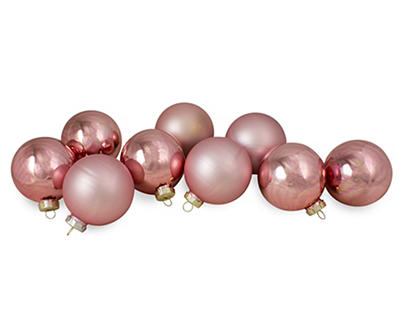 Pink Matte & Shiny 9-Piece Glass Ornament Set