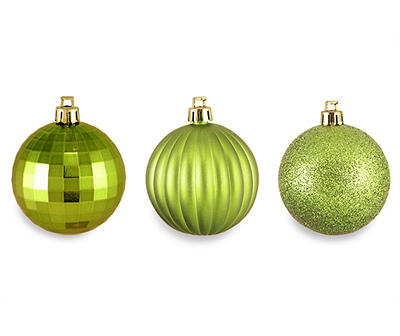 Kiwi Green 3-Finish 100-Piece Shatterproof Plastic Ornament Set