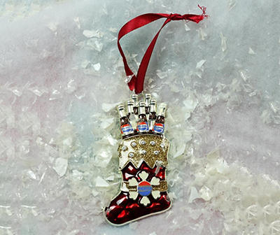3.5" Red and Silver Plated Pepsi Stocking Christmas Ornament