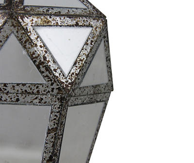 10.5" Silver and Clear Mirrored Geometric Framed Drop Christmas Ornament