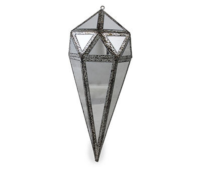 10.5" Silver and Clear Mirrored Geometric Framed Drop Christmas Ornament
