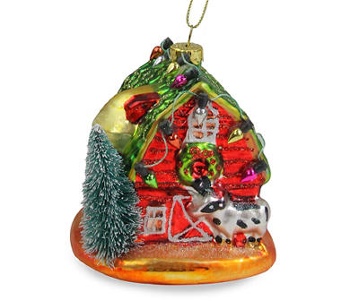 Red Barn Glass Ornament