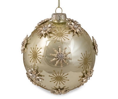 Gold Starburst Ball Glass Ornament