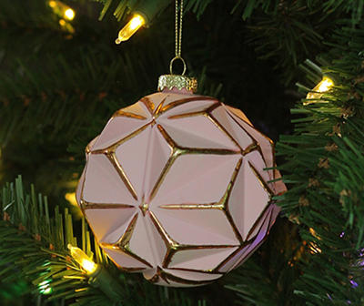 Pink & Gold Geometric Glass Ornament