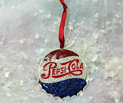 3" Blue and Red "PEPSI COLA" Bottle Cap Logo Christmas Ornament