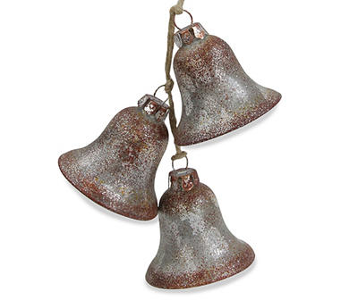 Rust & Silver Bells Glass Ornament