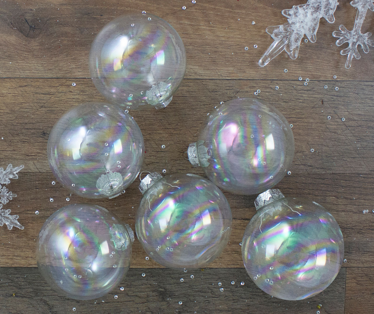 Northlight Iridescent 6-Piece Glass Ornament Set