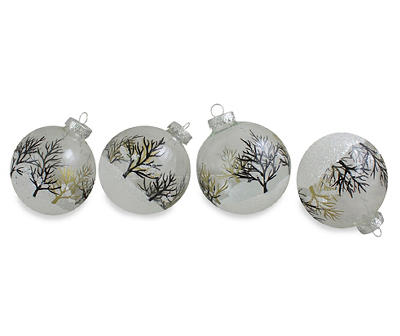 Frost Tree Scene 4-Piece Glass Ornament Set