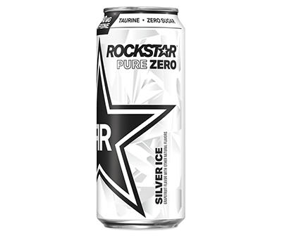 Rockstar Pure Zero Energy Drink Silver Ice 16 Fluid Ounce
