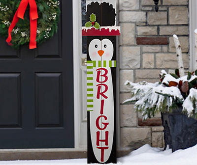 42.00"H Wooden Penguin Porch Sign - BRIGHT