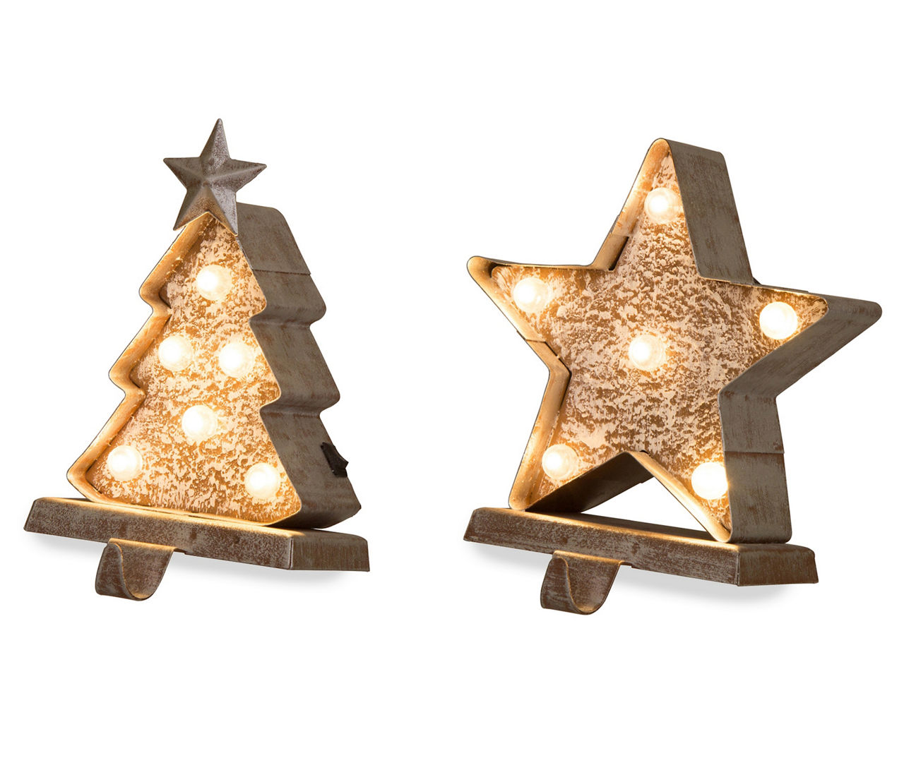 Star & Tree 2-Piece Light-Up Stocking Holder Set