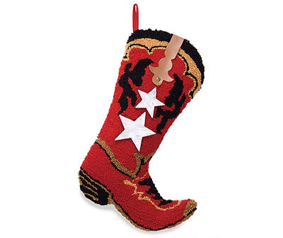 19.00"L Hooked Stocking, Red Boot