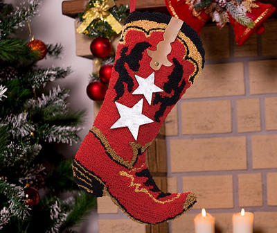 Cowboy Boot Hooked Stocking