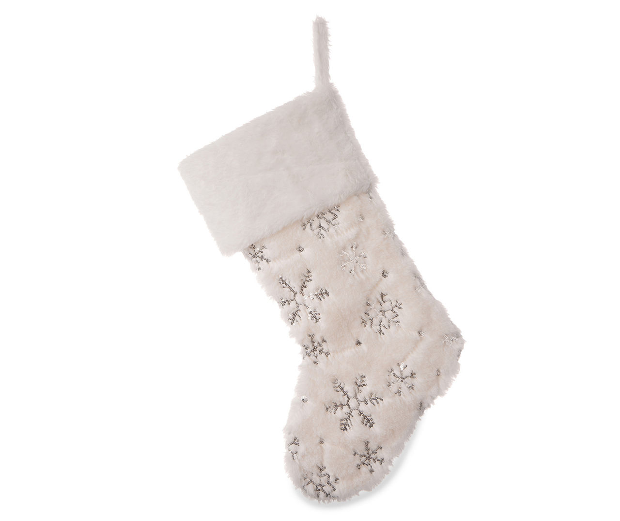 Glitzhome White Snowflake Plush Stocking | Big Lots