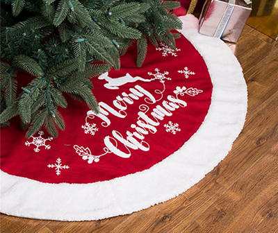 48" Details about   Winter Wonder Snowman Christmas Tree Skirt Red Trim 