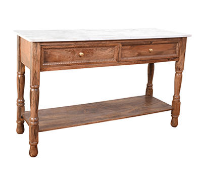 Marble & Mango Wood Console Table