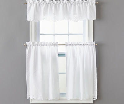 White Lily Valance & Tier 3-Piece Curtain Set