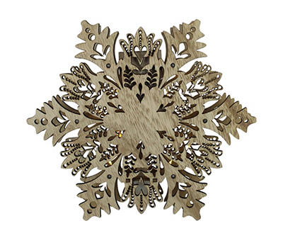 Wooden Snowflake Light-Up Tree Topper