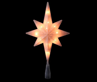 Frosted Bethlehem Star with Gold Scrolling Christmas Tree Topper - Clear Lights